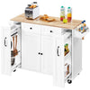 Rolling Kitchen Island Cart on Wheels with Drop-Leaf Countertop and 4 Drawers