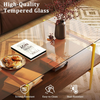 Coffee Table 2 Tier Tempered Glass Top Metal Frame Storage Shelf Living Room
