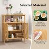 Bamboo Side Storage Organizer Bathroom Floor Cabinet w/ Double Doors