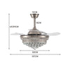 42" Ceiling Fan Light LED Crystal Chandelier Fan Lamp 3 Color Changing w/Remote