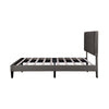 Double Bed Frame, Upholstered Platform Bed with Channel Tufted Headboard, Grey