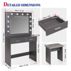 Vanity Dressing Table Stool Set Makeup Mirror/Drawers/Dimmabl 3 Colors LED Light