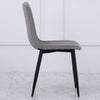 4x Dining Chairs Grey Linen Padded Seat Armless Leisure Kitchen Chair Metal Legs
