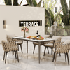 High Gloss Marble Dining Table Rectangular Kitchen Dining Room Table Strong Base