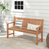 Patio Slatted 3-Person Seating Furniture w/Inclined Backrest-Natural