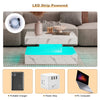 High Gloss Coffee Table for Living Room Square Side Table LED Light Furniture