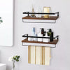 2 Rustic Wall Floating Shelves Bathroom Kitchen Storage Rack w/ Towel Rod