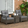 3 Piece Rattan Garden Seating Set with 2 Padded Chairs and Storage Table Outdoor