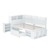 Single Bed with Bookcase Multifunctional Wooden Bed Frame with Drawer Storage