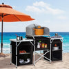 Folding Aluminium Camping Table Kitchen Unit Storage Outdoor Cooking Station UK
