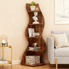 Corner Shelf 5 Tiers, Bookshelf Bookcase Wooden Storage Rack Rustic Book Shelves