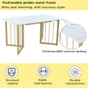 Dining Table with Metal Legs 140 cm Rectangle Marble Effect White Kitchen Table
