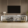 Modern TV Stand Cabinet TV Entertainment Centre Unit mit Gold Metal Legs, White
