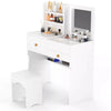 Dressing Table w/Mirror Modern Make up Desk Vanity Table Set+Stool White UK