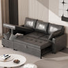 3-Seater Corner Sofa Bed, L-Shaped with Pull-Out Sleeper, Storage, Cup Holders