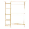 Bamboo Folding Clothes Rail 2 Tiers Hooks Bags Coat Stand Hanger Hallway Bedroom