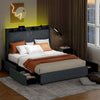 Costway King Size 5FT Bed Frame Upholstered Platform Bed with LED Lights