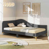 Single Size Upholstered Daybed Rivet-Tufted Platform Bed-Grey