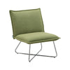 Green Linen Fabric Upholstered Leisure Armchair Accent Chair w/Chrome Metal Leg