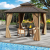 290 x 290 cm Hardtop Gazebo w/Aluminum Frame-Coffee