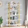 5-Tier Gold Bookshelf, Modern Freestanding Shelves for Living Room