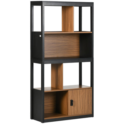 4-Tier Bookshelf Bookcase W/ Storage Shelves Cabinet Home Office Walnut Brown