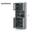 Bathroom Freestanding Pantry Cabinet w/ Adjustable Shelves-Grey