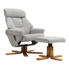 Swivel Recliner Chair Grey Linen Fabric Armchair Office Lounge Sofa w/Footstool