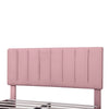 Double Bed Frame, Upholstered Platform Bed with Channel Tufted Headboard, Pink