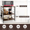 Coffee Cart Shelf Organizer Kitchen Rolling Cart-Dark Brown