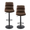 Set of 2 Brown Bar Stools Breakfast Stools With Foot Rest Swivel Gas Lift Modern