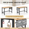 Computer Workstation Rolling Writing Study Desk On Wheels-Natural