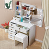Modern Dressing Table Makeup Desk with Mirror 6-Drawer Stool Bedroom Vanity Set