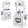 Double-sided Pretend Kid’s Kitchen Playset 2-in-1 Wooden Cooking Role-Play Toy