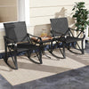 3 Piece Patio Rocking Set 2 Rocking Chairs w/ Side Table-Black