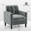 Armchair Velvet Upholstered Accent Chair Tufted Lounge Sofa Comfy Seat Grey
