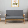 2 Seater Sofa with Wood Frame Linen Fabric Couch Armchair Wooden Comfortable UK