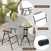 3PCS Outdoor Bistro Set Patio Folding Chairs Round Bar Table w/4CM Umbrella Hole