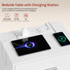 1/2x Bedside Table Cabinets w/ Charging Station Nightstand Storage Unit 3 Drawer