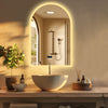 Anti Fog Arch LED Bathroom Mirror Wall Mounted Bluetooth Speaker Digital Display