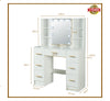 Dressing Table With LED Light Mirror 7 Drawers Shelves Vanity Makeup Desk Set