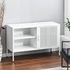 Industrial TV Stand Cabinet Storage 4 Shelves Metal Sideboard Living Room w Door