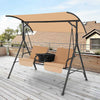 Outdoor Canopy Swing Chair W/ Center Tray & 23L Cooler Bag-Brown