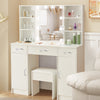 Large Dressing Table Vanity Table With Stool and Lighted Mirror Makeup Desk Set