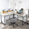 L-Shaped Corner Computer Desk Reversible Study Writing Desk 2-Person Workstation