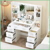 Large Makeup Table with LED Lights Mirror and 7 Drawers & Shelves Dresser Desk