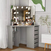 Corner Dressing Table with LED Lights Vanity Makeup Desk with Mirror & 5 Drawers
