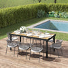 Garden Dining Table for 8, Aluminium Frame for Patio, Natural