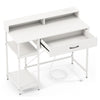 COSTWAY Computer Desk Writing Work Study Desk with Power Outlets-White