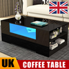 High Gloss Coffee Table With Storage 2 Drawer Wooden Living Room RGB LED Lights
